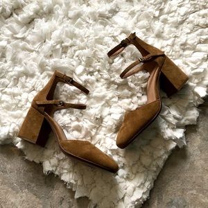 Madewell Brown Suede Block Heel Pumps